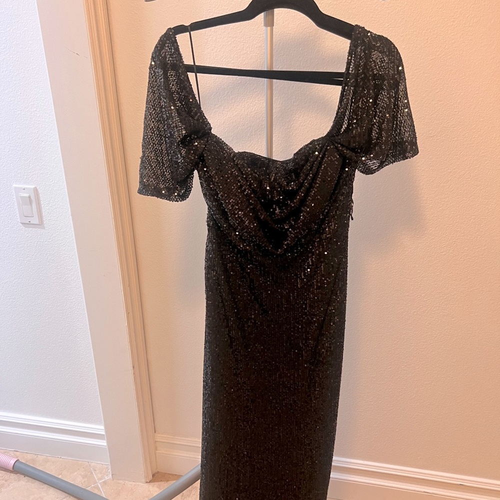 PROM puff sleeve sequence prom dress